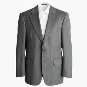 J. Lindeberg 2 Button Blazer Sports Coat Charcoal Gray Striped 100% Wool Mens 50